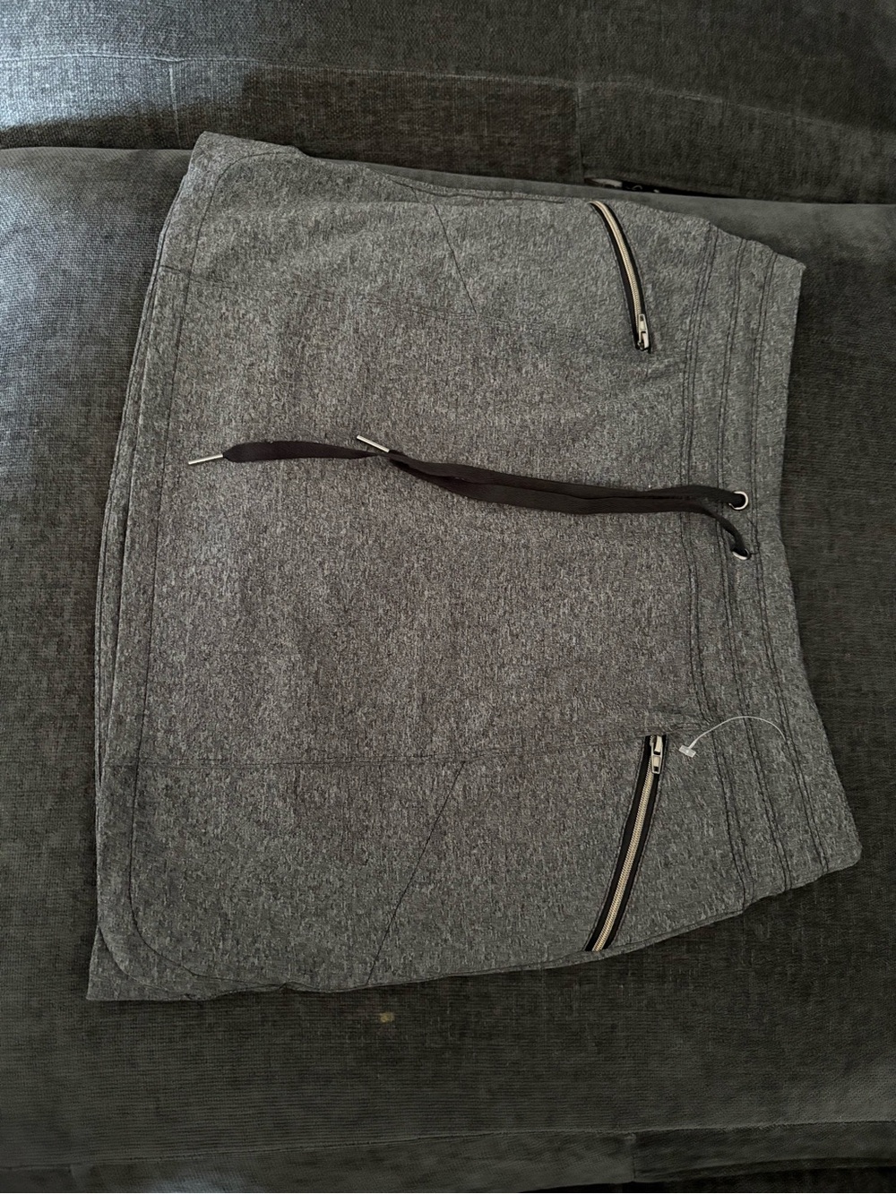 Gray Knit Drawstring Mini Skirt